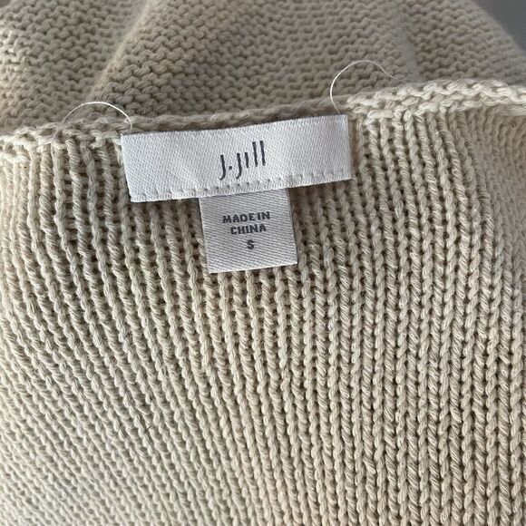 J Jill Sweater Sz Small Beige Embroidered Floral Linen Blend Lightweight Comfy - Picture 9 of 14